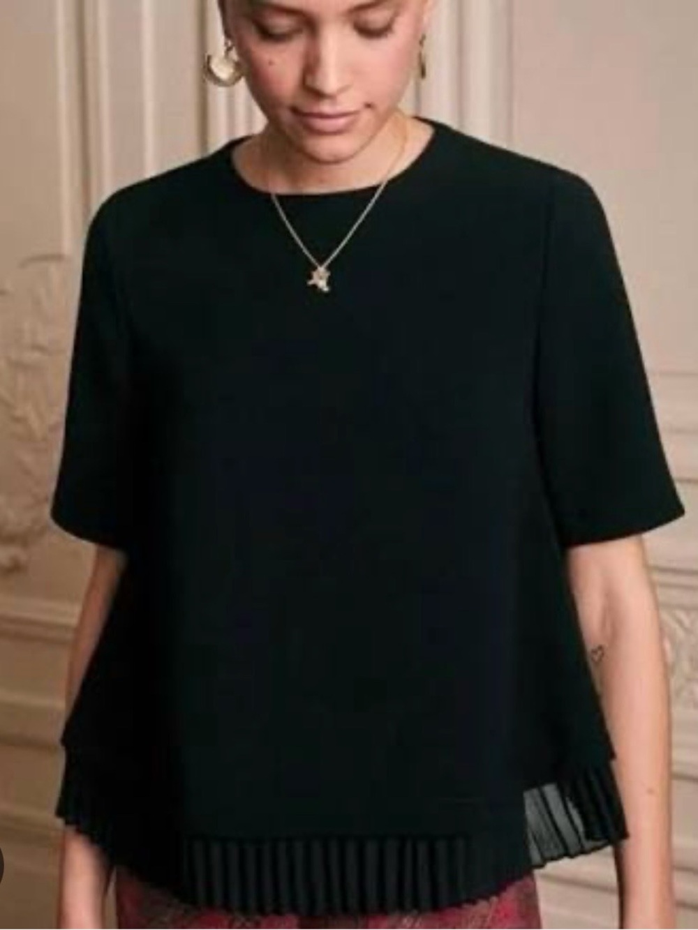 Sézane Pernille Blouse Noir Black Size 38